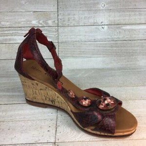 Libby Edelman Womens Bani Wedge Heel Sandals Red